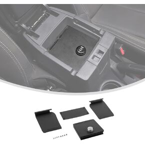Linskip Console Valuables Safe Compatible with 2018-2024 Jeep Wrangler JL JLU 4XE & 2020-2024 Gladiator JT, for Jeep JL Security Console Insert, Console Gun Safe Vault for Jeep JL Accessories(Black)