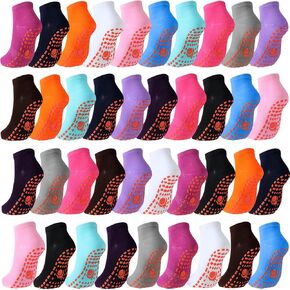 Hercicy 39 Pairs Non Slip Skid Socks with Grips Non Skid Colorful Non Slip Socks for Men Women's Sports Yoga Socks Pilates Ankle Socks