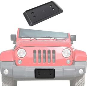 Jimen for JK License Plate Holder, Front License Plate Frame Mount Bracket Compatible with Jeep Wrangler JK JKU 2013-2018 (Black)