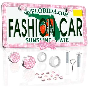 Fashion Car Ultra Bling Fashion License Plate Frame Cover Shiny Especially Brilliant. Stainless Steel Bright Rhinestones. Shiny (Kitty Bling)