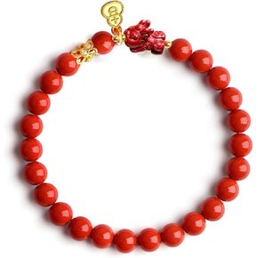 Red Chinese Feng Shui Wealth Bracelets Good Luck for Woman Protection,Cinnabar Dragon Pi Xiu Charms for Prosperity Wealth,Amuletos De Buena Suerte,Stretch Beaded Bracelets Attract Money New Year Gifts