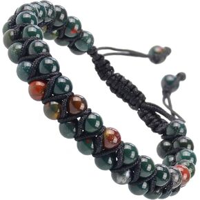 MASSIVE BEADS Natural Chakra Healing Power Crystals Macrame Bracelet Yoga Double Layer Stone Beads Gemstone Meditation Relax Anxiety Bangle for Unisex Women Men