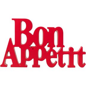 Torre & Tagus Red Bon Appetit Sign for Kitchen - 10.75"x1"x6"H Free Standing Red Word Art Sculpture for Home Decor