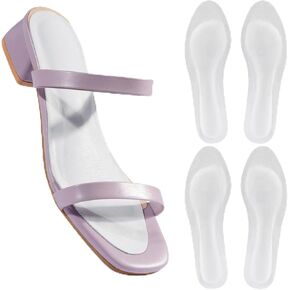 2 Pairs Full Length Pigskin High Heels Cushion Insoles Arch Support, Anti-Slip, Shock/Sweat Absorption, Adhesive Dress Shoes' Inserts for Flats Sandals Boots Relief Blister and Pain(5.5-7.5 Size)