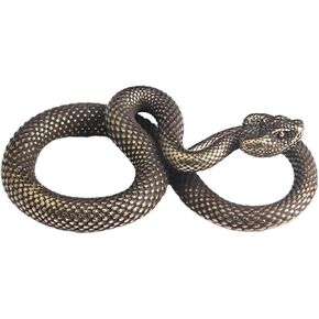 Snake Figurine Decor High Simulation Fantasy Brass Vintage Style Snake Statue for Office Snake Sculpture for Desktop, Bronze Women's Novelty Keychains
