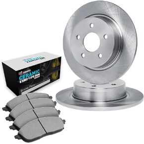 R1 Concepts Rear Brakes and Rotors Kit |Rear Brake Pads| Brake Rotors and Pads| Euro Ceramic Brake Pads and Rotors|fits 2002-2022 Nissan Altima, Juke, Maxima, Sentra; Renault Safrane