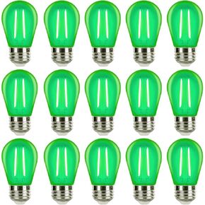 S14 LED Red Light Bulb 2 Watt Red String Light Replacement Bulbs, Shatterproof Waterproof Decorative E26 Red Filament Edison Outdoor Light Bulbs for Christmas Halloween Decorations, 15 Pack