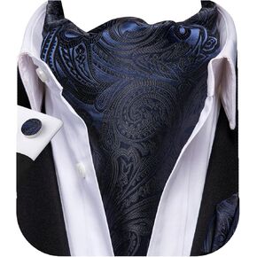 Dubulle Paisley Floral Ascot Tie for Men Self Tie Mens Cravat Tie and Pocket Square Cufflinks Wedding