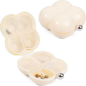 LETGO Mini Travel Jewelry Case Small Jewelry Box Clear Jewelry Organizer Storage Case Portable Jewelry Travel Case Mini Travel Essentials for Girls Car Essentials for Women (Cloud Beige)