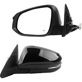 Dasbecan Left Driver Side Mirror Black Compatible with 2014-2019 Toyota Highlander Heated | Power Adjustable Glass | Manual Fold | Turn Signal Light | Painted 6 Pins Replaces 87940-0E130 TO1320317