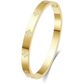Love Bangle Bracelet, Stainless Steel Bracelets for Women Cubic Zirconia Friendship Jewelry, Valentines Mothers Day Stocking Stuffers Christmas Birthday Gift for Her