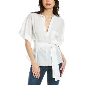 Vince Women's Cuffed S/S V-Neck Blouse