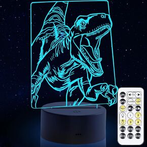 Dinosaur Night Light, 3D LED Night Lamp for Boys -Dinosaur Themed Room Lamps, Optical Illusion Lamp with Remote Control, Perfect for Kids' Room Décor, Cool Gifts for Dinosaur Lovers (Robot T-Rex)