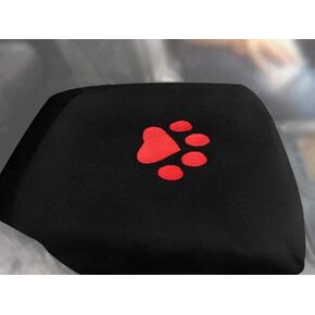 Truck Center Armrest Console Cover for Dodge Ram 1500 2500 3500 4500 5500 Pickup Trucks 1993-2023 (Dog Paws, Red)