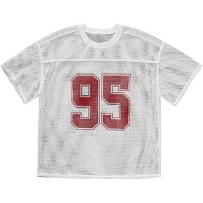 Men's Number Print Jersey Shirt Crew Neck Short Sleeve Mesh Tee Tops Casual Football Jersey Shirts