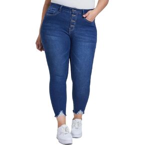 Royalty For Me Womens Women's Plus Size Sustainable Button Fly Skinny Jeans