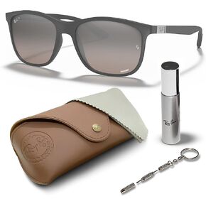 Ray-Ban RB4330CH Chromance Polarized Square Shape Sunglasses for Men & Women With Eyewear Kit Bundle - Classic Sun Glasses