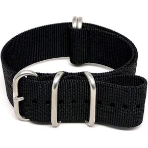 Da Luca Ballistic Nylon Military Watch Strap - Black (Matte Buckle) : 22mm