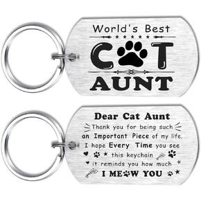 Alotozo Aunt Christmas Gifts from Cats - Cat Aunt Gifts for Women - World's Best Cat Aunt Keychain - Birthday Gift to Aunt from Cat
