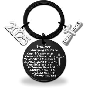 igvean Graduation Gifts for Her Him Class of 2025 Keychain Christian Gifts for Girl Boy Friends Classmates Daughter Son Religious Gifts for Teen Christmas University High School Birthday
