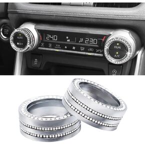 LECART Black AC Knob Covers for RAV4 2024 Accessories Toyota 2023 2022 2021 2020 2019 Air Temperature Knob Cover Aluminum Alloy Decal Stickers Car Interior Decoration Trims 2Pcs