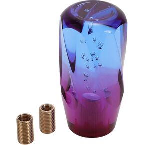 Car Shift Knob, 10cm Universal for Automatic and Manual Vehicle Gear Shifter Knob with 2 Adapter Acrylic Red Purple, 1 Set