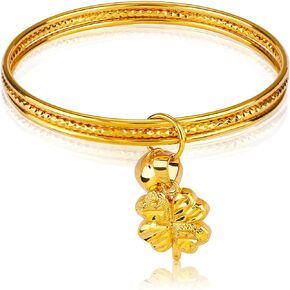 Gold Bracelet Stack Gold Bracelets for Women Gold Multi-Layered Bracelet Bell Bracelet Clover Bracelet is a Jewelry Gift for Women