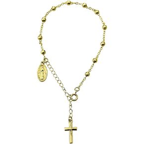 Gold Virgin Mary Rosary Bracelet Rosary Beads - Adjustable Cross, Simple Catholic Jewelry Gift for Women for Praying Holy Communion, Guarding for Protection, Religious Inspirational Jewelry