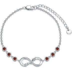 AOBOCO Daughter Bracelet 925 Sterling Silver Infinity Daughter Link Bracelet with 12 Birthstones Daughter Birthday Gift from Mom