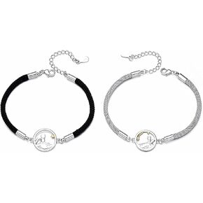 2 PCS Matching Bracelets for Couples, The Little Prince and The Fox Bracelets, His And Her Long Distance Relationship Bracelets, Birthday Christmas Gifts for Men, Women, Boyfriend, Girlfriend