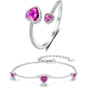 Step Forward 925 Sterling Silver July Birthstone Ring and Bracelet for Women & Girls