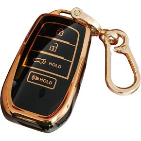 for Toyota Key Fob Cover Smart Key Shell with Keychain Fit for Toyota 2019+ Land Cruiser 2021+ Venza RAV4 Prime Hilux Fortuner (White)