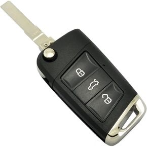 Flip Remote Key Shell for Volkswagen Golf 7 VW Car Golf R R20 / MK7 MKVII Replacement Keyless Fob Case (Black)
