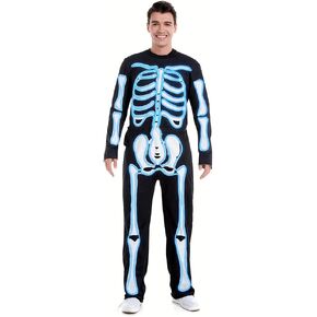 HSCTEK Adult Light-up Skeleton Costume(Updated EL Wire)