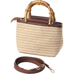 Eiyye Women Straw Bag Crossbody Bag Shoulder Bags Hand Woven Purse Bamboo Handle with Leather Straps
