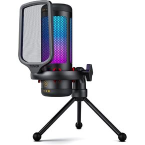 TONOR Gaming Mic, USB Microphone for PC Computer, Cardioid Condenser Mic with Adjustable RGB Modes & Brightness, Quick Mute, Gain Control, for Streaming, Podcasting, Recording, PS4/5 Desktop Mic TC310