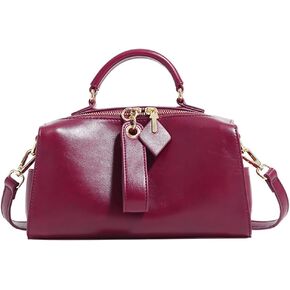 Mn&Sue Barrel Purses for Women Fashion Top Handle Satchel PU Leather Crossbody Bags Ladies Shoulder Purses with Wide Strap