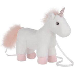 Apricot Lamb Pink Unicorn Animal Shoulder Bag Crossbody Plush Purse for Adults and Teen Girls Boys, Stuffed Animal Shoulder Bag, Kids and Adults Fashion Handbags, 11.9 Inches