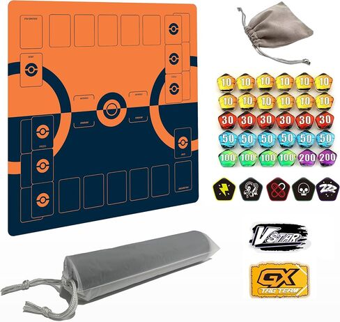 Playmat for Trading Card Game – 2-Player Trainer Mat with 31 Damage Counters and Professional Storage Bag in Kuwait