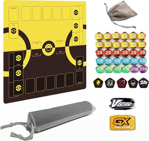 Playmat for Trading Card Game – 2-Player Trainer Mat with 31 Damage Counters and Professional Storage Bag in Kuwait