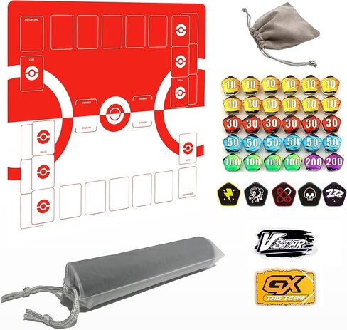 Playmat for Trading Card Game – 2-Player Trainer Mat with 31 Damage Counters and Professional Storage Bag in Kuwait
