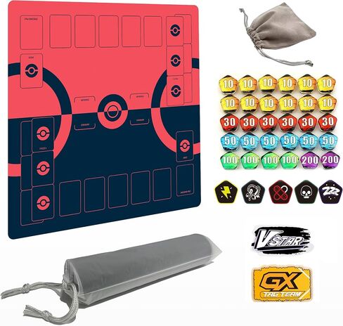 Playmat for Trading Card Game – 2-Player Trainer Mat with 31 Damage Counters and Professional Storage Bag in Kuwait