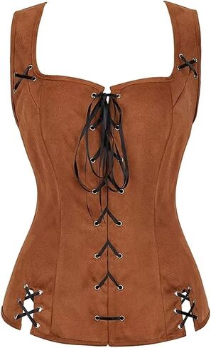 Pirate Renaissance Costumes for Women Steampunk Pirate Vest Viking Costume Bodice in Saudi Arabia