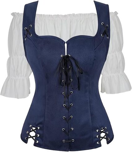 Pirate Renaissance Costumes for Women Steampunk Pirate Vest Viking Costume Bodice in Saudi Arabia
