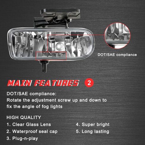 A ABIGAIL Driving Fog Lights Lamps Replacement for 1999-2002 GMC Sierra & 2000-2006 GMC Yukon Pickup Truck SUV With 880 12V 27W Halogen Bulbs 10385054, 10385055, GM2592110, GM2593110 (Clear Lens) in Saudi Arabia
