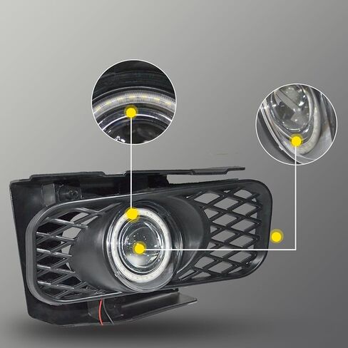 مصابيح الضباب متوافقة مع Ford [1999-2004 F-150] [1999 2000 2001 2002 Expedition] مصابيح الضباب مع جهاز عرض هالة LED (عدسة شفافة) in Kuwait