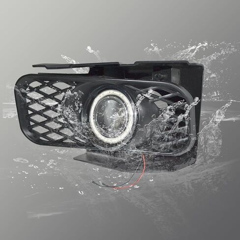 مصابيح الضباب متوافقة مع Ford [1999-2004 F-150] [1999 2000 2001 2002 Expedition] مصابيح الضباب مع جهاز عرض هالة LED (عدسة شفافة) in Kuwait