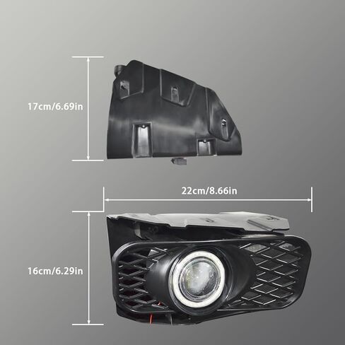 مصابيح الضباب متوافقة مع Ford [1999-2004 F-150] [1999 2000 2001 2002 Expedition] مصابيح الضباب مع جهاز عرض هالة LED (عدسة شفافة) in Kuwait