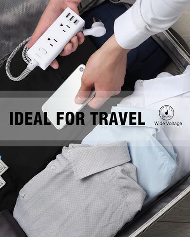 قطاع الطاقة الواقي من زيادة التيار بطول 10 أقدام، سلك تمديد مسطح رفيع للغاية، 6 منافذ و3 منافذ USB (1 USB C)، موسع 3 جوانب للمكتب المنزلي والسفر وأساسيات غرفة النوم in Kuwait