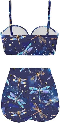 Women's Swimsuit Size S-2XL,Girls Summer 2 Pieces Crop Tops+High Waisted Briefs Bikini Sets in Kuwait